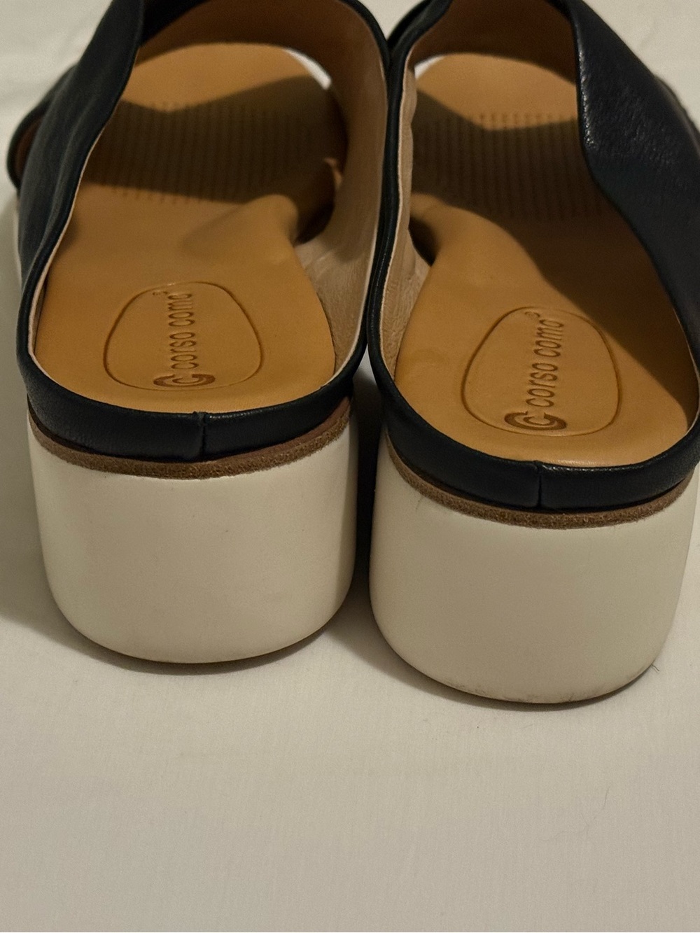 Corso Como Brunna Black Leather Cross-strap Wedge Slide sz 9 - Picture 7 of 9